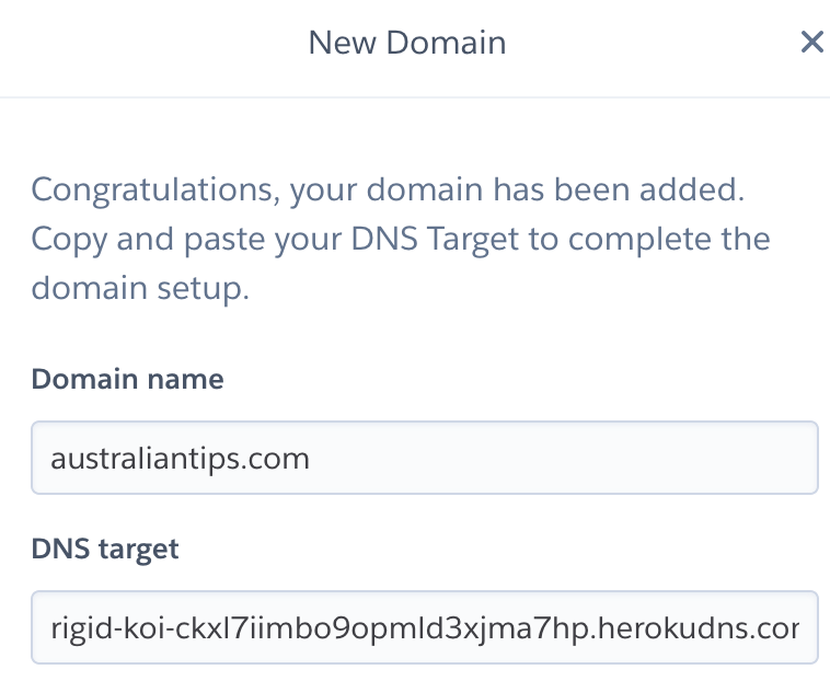 dns target for heroku domain